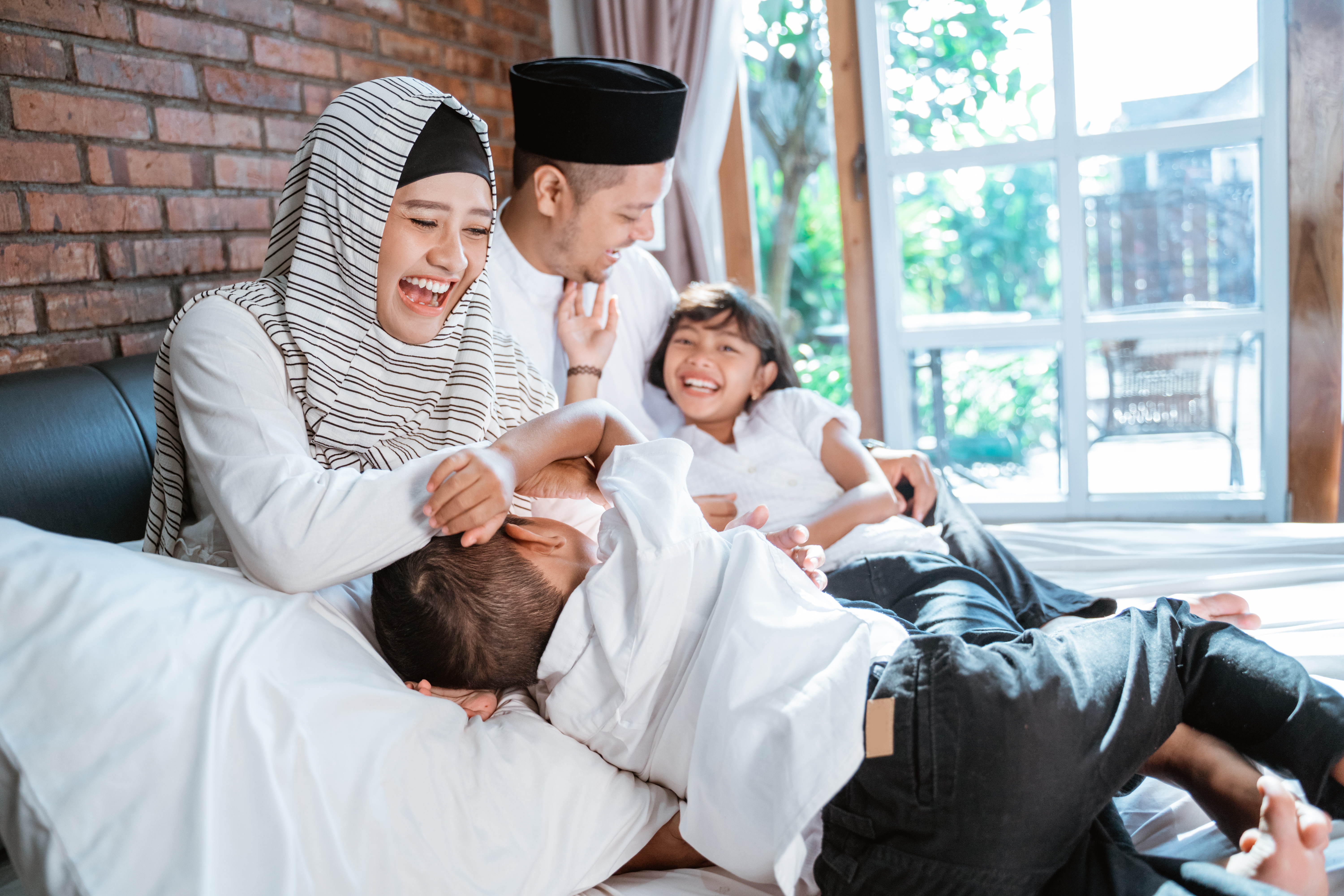 Collage photo Father’s Day concept. mixed race family generations having fun indoors living lifestyle