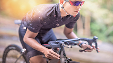 A man riding a bicycle