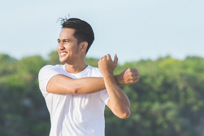 A guy warming up